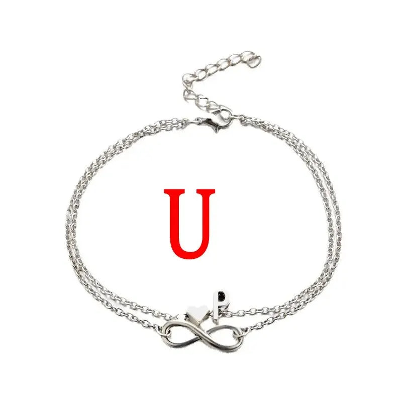 26 Letters Fashion Cross Charm Chain Initials Anklets for Women Sandals Pulsera Tobilleras Letter Pendant Anklet Bracelet Foot