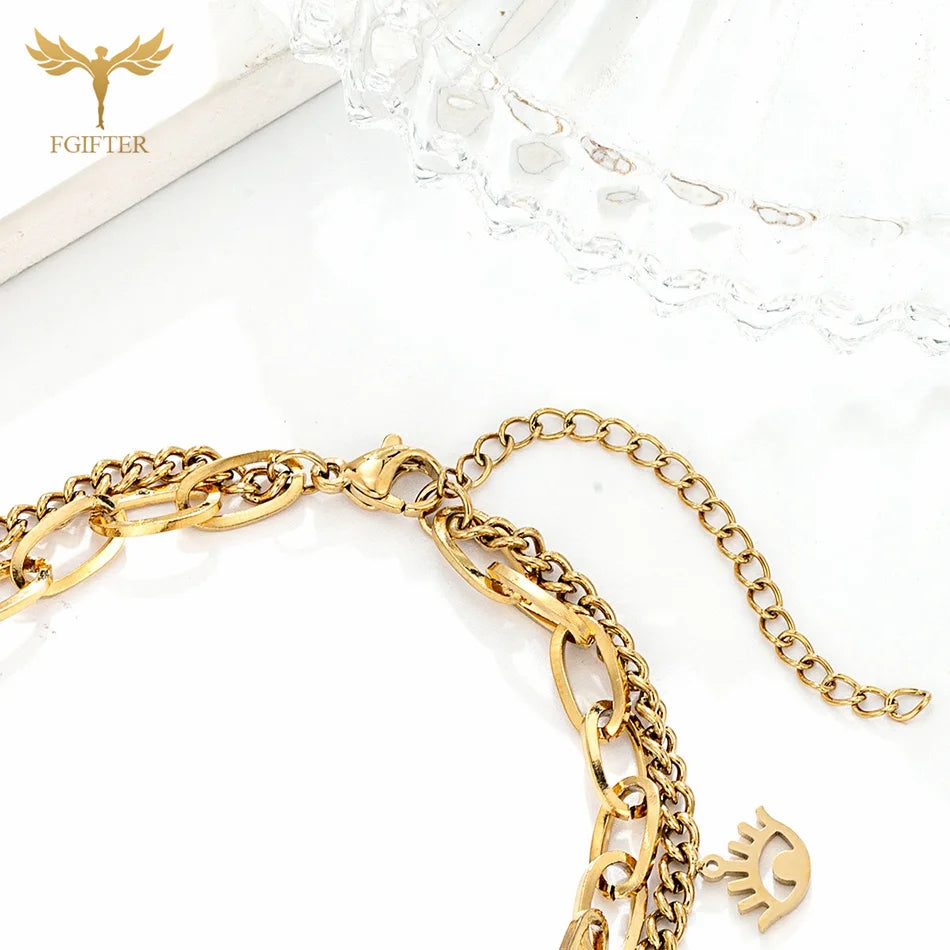 Goldenes Charm-Armband mit Augen- und Kristalldetails