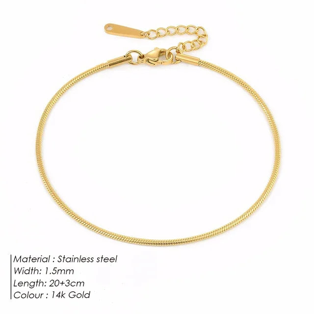 SUNIBI Edelstahl-Fußkette in schlichtem Design