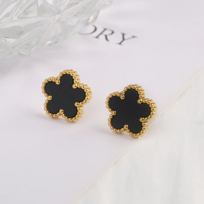 Mystische Blüten Ohrringe – Schwarzglanz-Edition