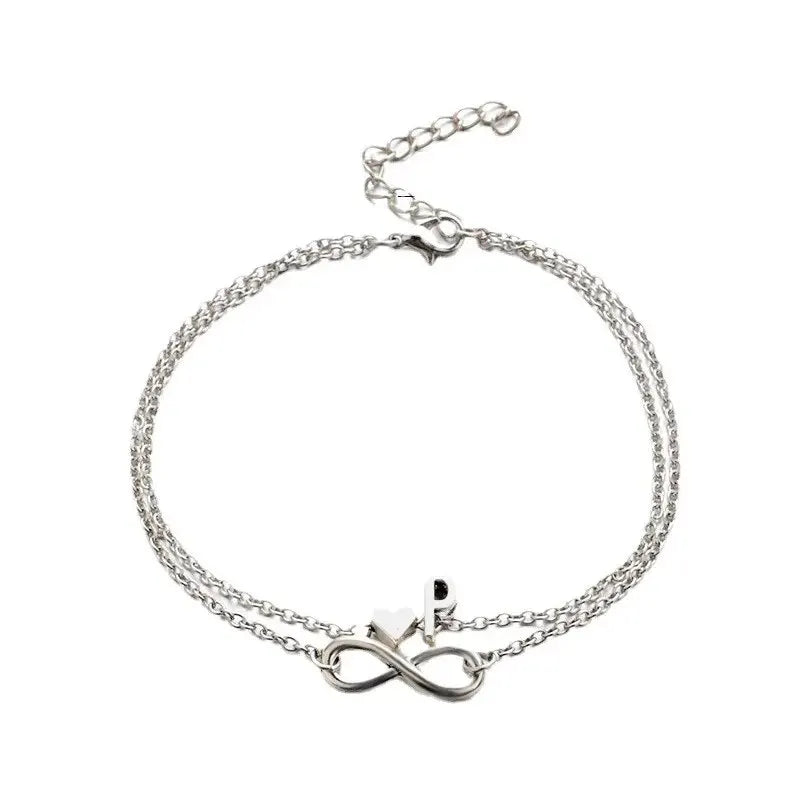 26 Letters Fashion Cross Charm Chain Initials Anklets for Women Sandals Pulsera Tobilleras Letter Pendant Anklet Bracelet Foot