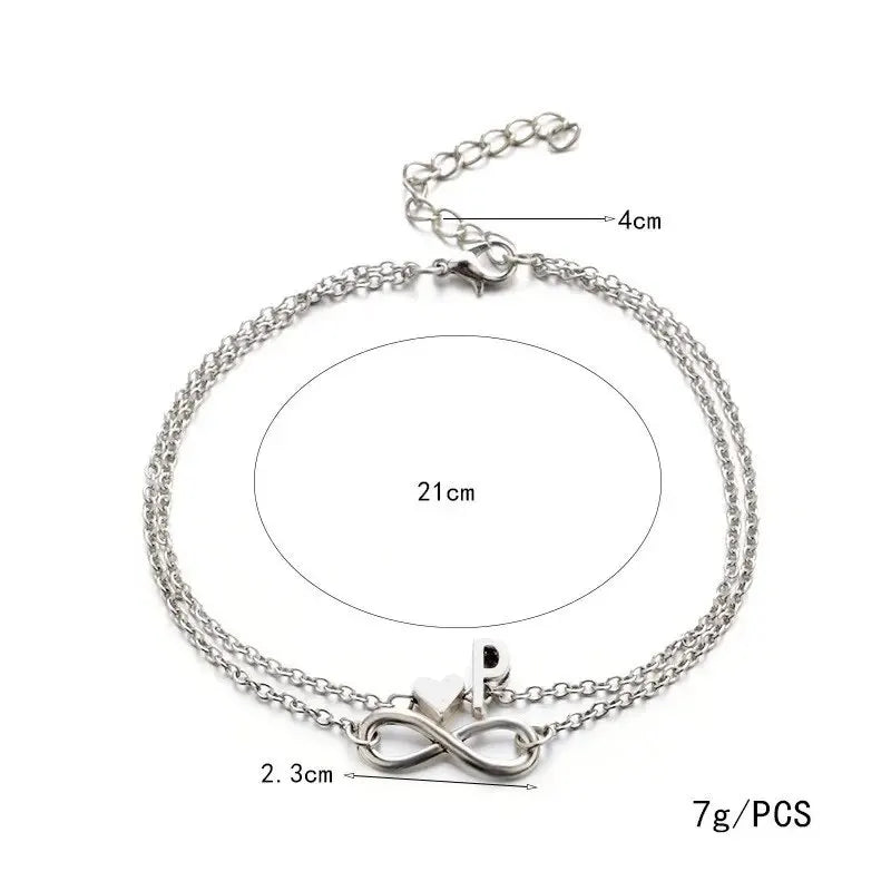 26 Letters Fashion Cross Charm Chain Initials Anklets for Women Sandals Pulsera Tobilleras Letter Pendant Anklet Bracelet Foot