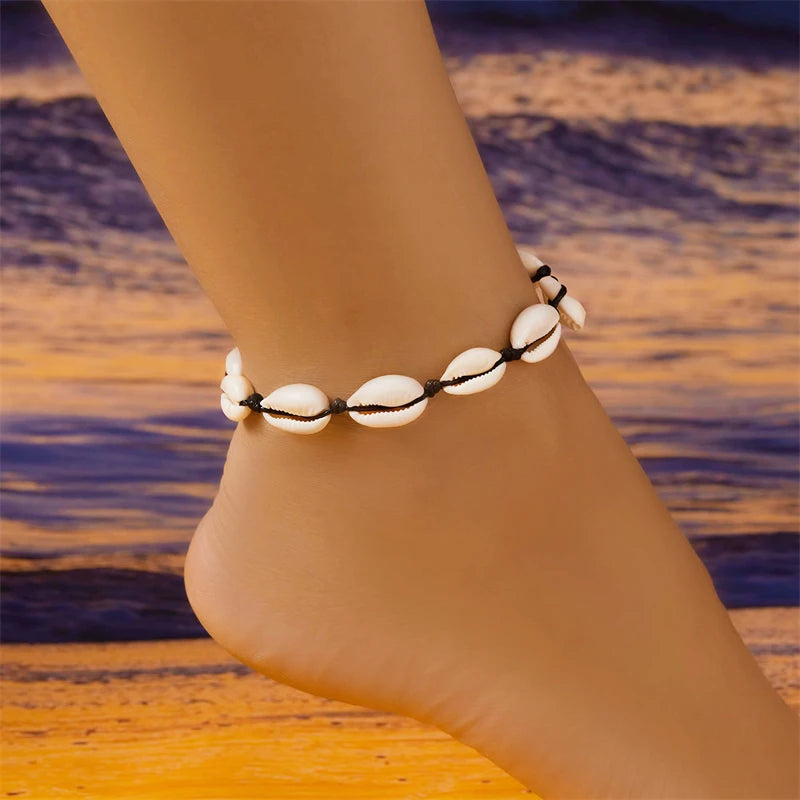 Strand-Fußkette mit natürlichen Muscheln