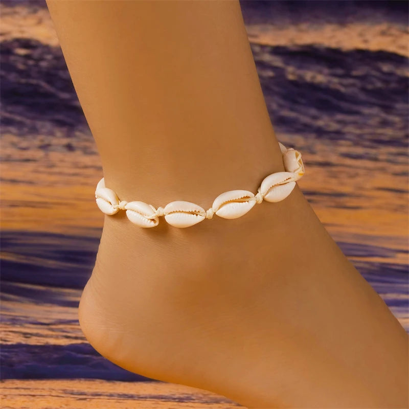 Strand-Fußkette mit natürlichen Muscheln