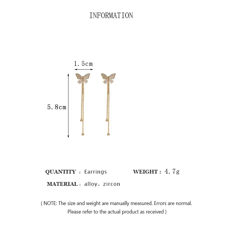 Schmetterlingszauber Ohrringe mit goldenen Ketten
