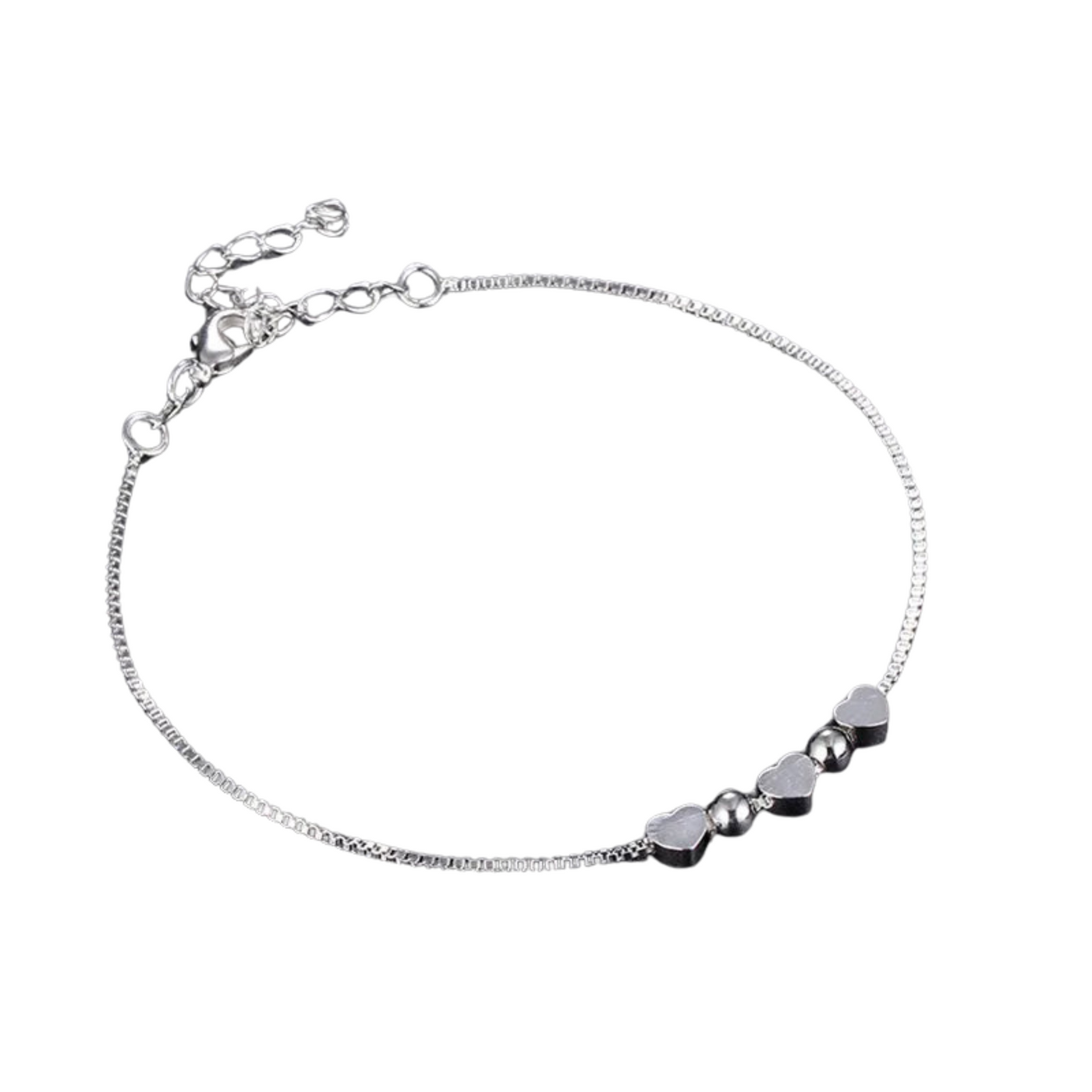 Zartes Silberarmband mit Herz- und Perlen-Details – Ein Symbol der Verbundenheit